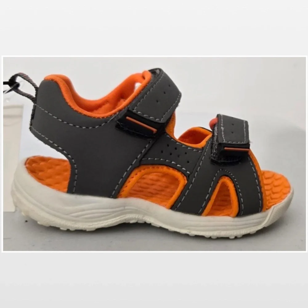 New Falls Creek Shoes Kids Size 6 Orange Grey Active Sport Sandals NWT